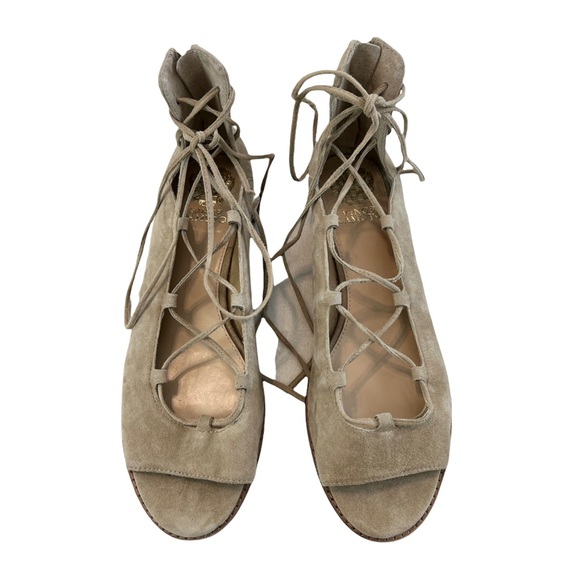 Vince Camuto Rochela Suede Tumbleweed Nude Wedge Sandals Size 10M - Picture 3 of 14